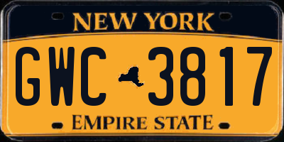 NY license plate GWC3817