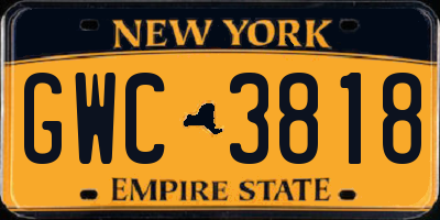 NY license plate GWC3818