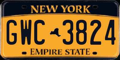 NY license plate GWC3824