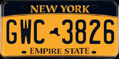 NY license plate GWC3826