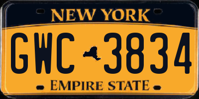 NY license plate GWC3834