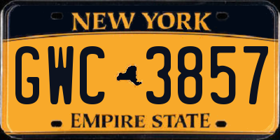 NY license plate GWC3857