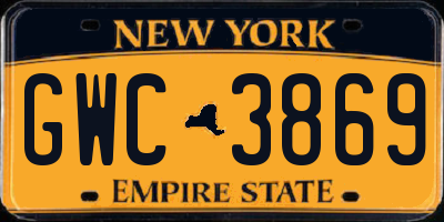 NY license plate GWC3869