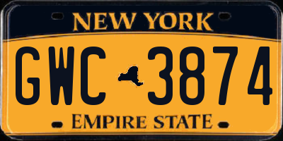 NY license plate GWC3874