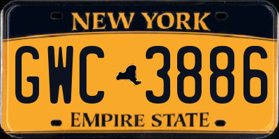 NY license plate GWC3886