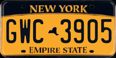 NY license plate GWC3905