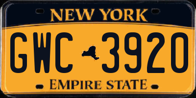NY license plate GWC3920