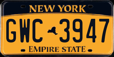 NY license plate GWC3947