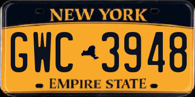 NY license plate GWC3948