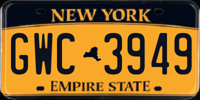NY license plate GWC3949