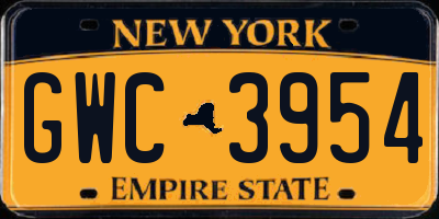 NY license plate GWC3954
