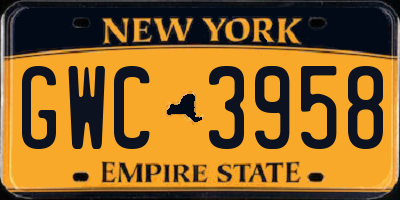 NY license plate GWC3958
