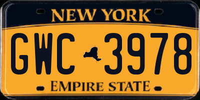 NY license plate GWC3978