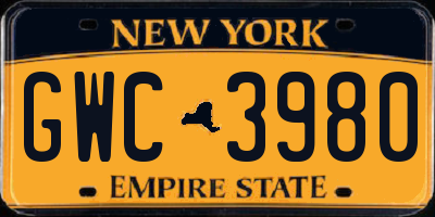NY license plate GWC3980