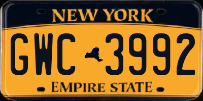 NY license plate GWC3992