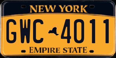 NY license plate GWC4011