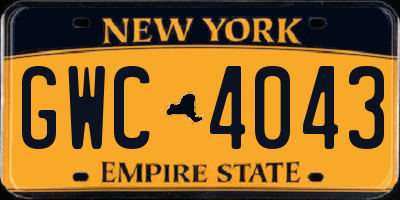 NY license plate GWC4043