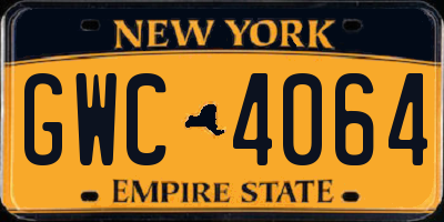 NY license plate GWC4064