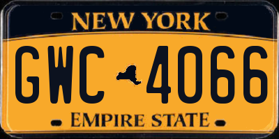 NY license plate GWC4066