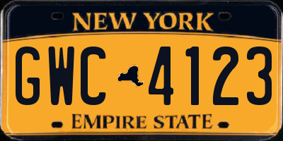 NY license plate GWC4123