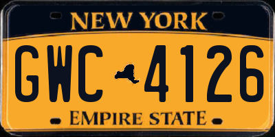 NY license plate GWC4126