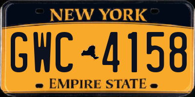 NY license plate GWC4158