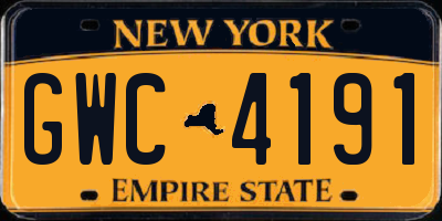 NY license plate GWC4191