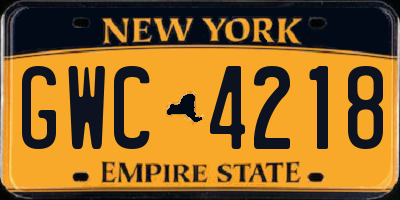 NY license plate GWC4218