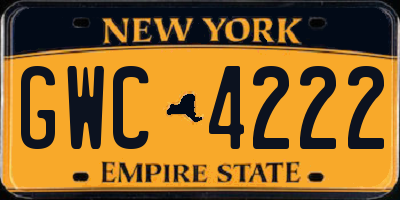 NY license plate GWC4222