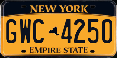 NY license plate GWC4250