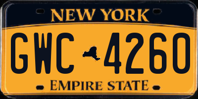NY license plate GWC4260