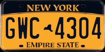 NY license plate GWC4304