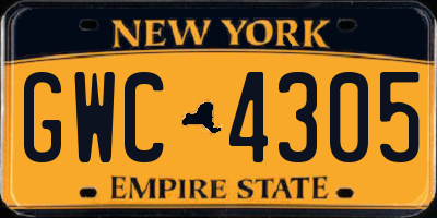 NY license plate GWC4305