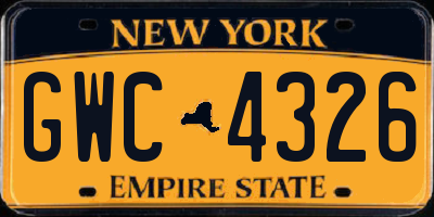 NY license plate GWC4326