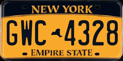 NY license plate GWC4328