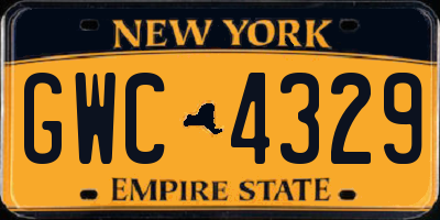 NY license plate GWC4329