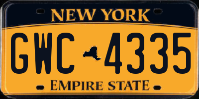 NY license plate GWC4335