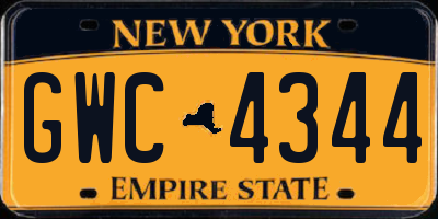 NY license plate GWC4344
