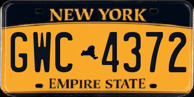 NY license plate GWC4372