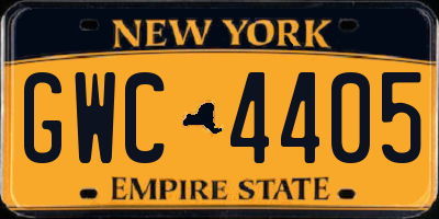 NY license plate GWC4405