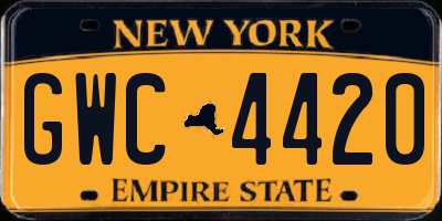NY license plate GWC4420