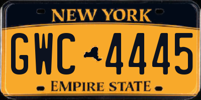 NY license plate GWC4445
