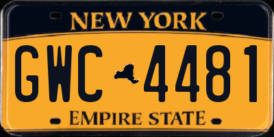 NY license plate GWC4481