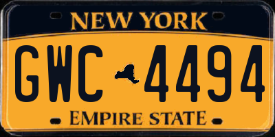 NY license plate GWC4494