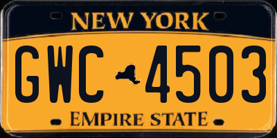 NY license plate GWC4503