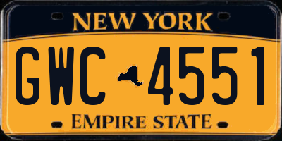 NY license plate GWC4551