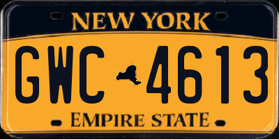 NY license plate GWC4613