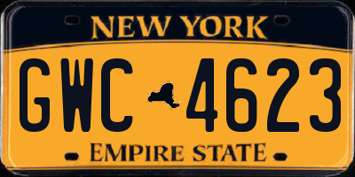 NY license plate GWC4623