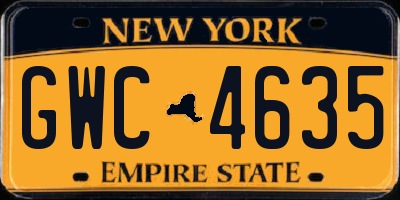 NY license plate GWC4635