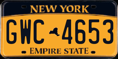 NY license plate GWC4653